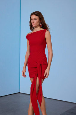 Limited Edition K?rm?z? Baglama Detayl? Sandy Mini Party Elbise TPRSS26EL00114 - Trendyolmilla фото 3