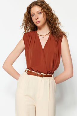 Tarc?n Vatkal? Kruvaze Yaka Esnek C?tc?tl? Orme Body TWOSS23BD00007