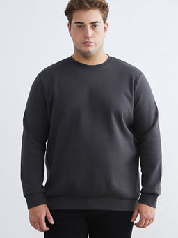 B?y?k Beden Bisiklet Yaka Erkek Sweatshirt