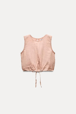ZW COLLECTION 100% LINEN TOP WITH TIES - Zara фото 2