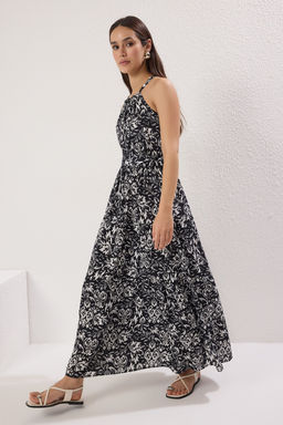 Cok Renkli Kusakl? Boyundan Baglamal? Halter Yaka Boho Maxi Dokuma Elbise TWOSS24EL00872