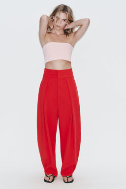 PANTAL?N BALLOON PLIEGUES / Rojo