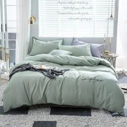 КПБ Mency однотонный с вышивкой MENO005 1.5 спальный