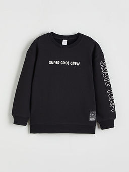 Bask?l? Erkek ?ocuk Sweatshirt