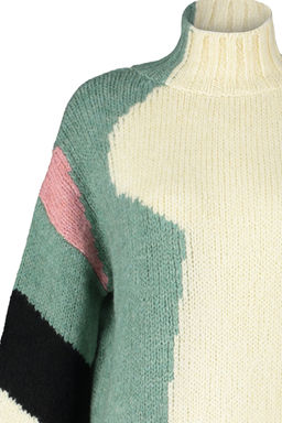 Bej Yumusak Dokulu Renk Bloklu Genis Kal?p Triko Kazak TWOAW20XS0047