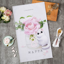 Полотенце Котики 40х73 см, 100% хлопок, саржа 190 гр/м2