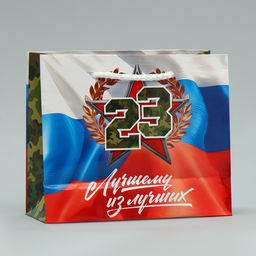 Цена за 3 шт. Пакет подарочный ламинированный, упаковка, «С 23 февраля», S 15×12×5.5 см