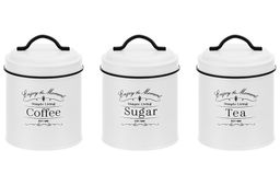 Набор 3 банок для сыпучих продуктов 1,1 л 11,7*11,7*15,5 см Tea, coffee, sugar+крышки с ручк, круг - Elan gallery фото 9