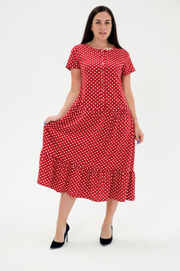 Платье женское из кулирки Кармелита горошек красный - Амадэль фото 3