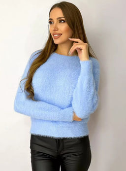 K13205 Джемпер (вязаный трикотаж) ГОЛУБОЙ