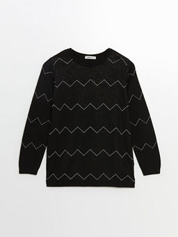 Bisiklet Yaka Desenli Kad?n Triko Kazak