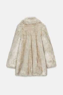 FAUX FUR COAT WITH PADDED SHOULDERS - Zara фото 3