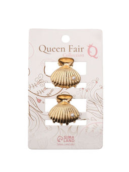 Краб для волос "Лейла море" (набор 2 шт) ракушка бусинка, 2,5х2,5 см, золото