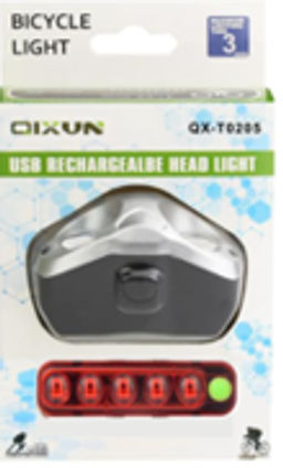 Набор фонарей передний и задний COMIRON NOTABLE корпус: ABS; аккум Lithium перед-1200 mAh, зад-250 mAh; USB. /уп 60/