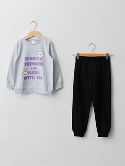 Bisiklet Yaka Bask?l? Uzun Kollu K?z ?ocuk Pijama Tak?m?