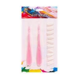 Набор мастихинов для растирки 2 штуки, с дополнительными насадками, ластиками, 10 штук