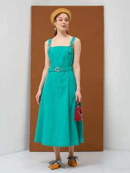 Сарафан с бретелями с металлической пряжкой 75% хлопок, 25% эластан