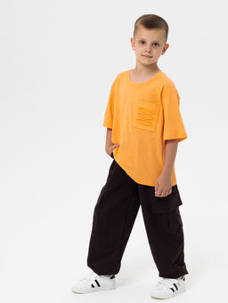 Футболка с декорат.карманом, цвет св.Оранжевый, 100% х/б