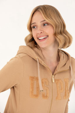 Женская базовая толстовка песочного цвета с капюшоном Неожиданная скидка в корзине - U.s. polo assn фото 9