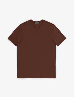 Koyu Kahverengi Regular Fit %100 Pamuk Bisiklet Yaka Basic Ti__rt