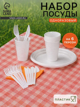 Цена за 2 шт. Одноразовая посуда Мистерия «Пикник», набор на 6 персон, пластик, МИКС