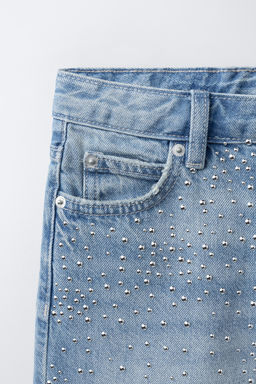 BERMUDA DENIM LARGA STRASS / Azul - Zara фото 6