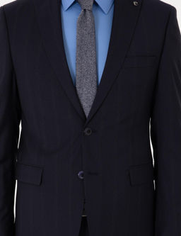 Koyu Lacivert Slim Fit %100 Y_n _izgili Tak_m Elbise - Cacharel фото 7