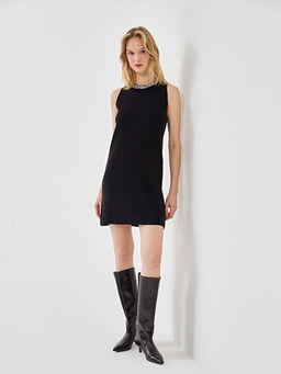 Bisiklet Yaka Ta?l? Kad?n Triko Elbise