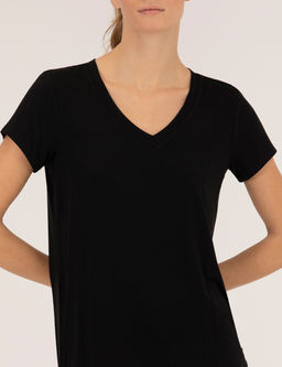 Siyah Comfort Fit V Yaka Basic Ti__rt
