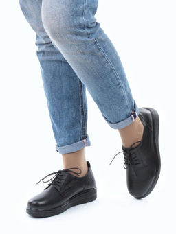 03-5066 BLACK Полуботинки женские (натуральная кожа) - Фабричный китай фото 4