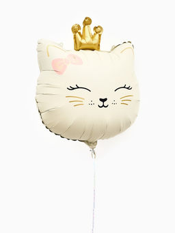 Цена за 3 шт. Воздушный шар фольгированный 32" "Кошечка с короной" цвет кремовый