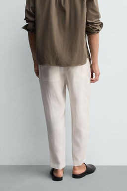PANTAL?N RELAXED FIT 100% LINO / Blanco - Zara фото 15