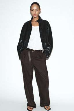 QUILTED LEATHER EFFECT BOMBER JACKET - Zara фото 11