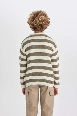 Трикотажный свитер с круглым вырезом для мальчика - Defacto фото 9