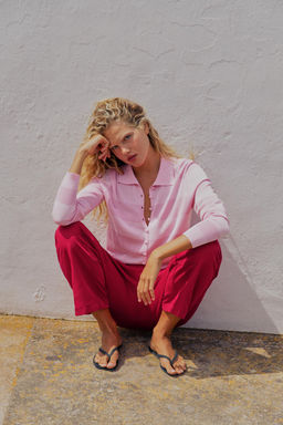 CHAQUETA PUNTO RAYAS / Rosa lavado - Zara фото 2