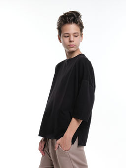 Футболка черная оверсайз 22-5270 черный - Mini maxi фото 2
