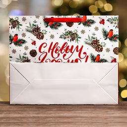 Пакет подарочный новогодний ламинированный горизонтальный «Снегири», 49×40×19 см