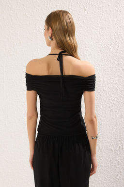 Haki Baglama Detayl? Madonna Yaka Fitted/Vucuda Oturan Orme Bluz TWOSS25BZ00383 - Trendyolmilla фото 8