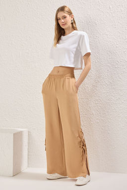 TRENDYOLMILLA Camel Aerobin Paca Y?rtmac Fiyonk Detayl? Genis Paca Pantolon TWOSS25PL00089  фото 2