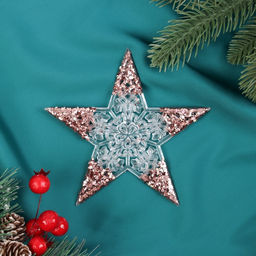 Цена за 2 шт. Ёлочная игрушка Зимнее волшебство. Звезда сияние кончики блеск, 1212 см, прозрачно-розовый  фото 3