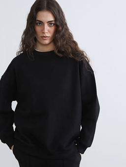 Bisiklet Yaka Oversize Kad?n Kal?n Sweatshirt