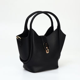 Сумка женская тоут на клапане, с косметичкой, 17×11×22 см, однотонная, чёрная