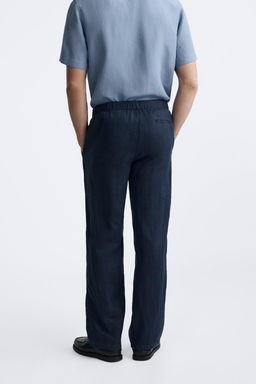 100% LINEN JOGGER WAIST TROUSERS - Zara фото 3