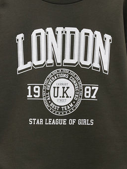 Bisiklet Yaka Bask?l? Uzun Kollu K?z ?ocuk Sweatshirt - Waikiki фото 3