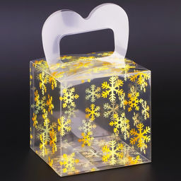 Цена за 5 шт. Коробка подарочная новогодняя складная ПВХ Снежинки 10?10?10 см