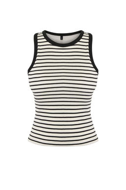 TRENDYOLMILLA Siyah Cizgili Gogus Pedli Fitted/Vucuda Oturan Renk Bloklu Orme Atlet TWOSS25AL00034  фото 13