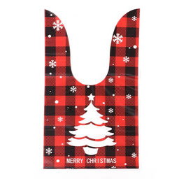 Цена за 50 шт. Пакет полиэтиленовый подарочный новогодний, с ушками Клетка красная, 13?23 см - UPAK LAND фото 5