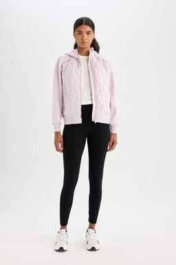 Пальто с капюшоном и двумя карманами на молнии DeFactoFit  фото 4