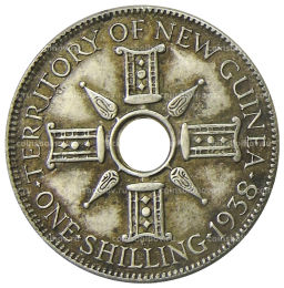 Монета 1 шиллинг 1938 года Британская Новая Гвинея