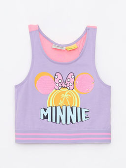 Bisiklet Yaka Minnie Mouse Bask?l? ?ift Y?nl? Payetli K?z ?ocuk Atlet - Waikiki фото 3